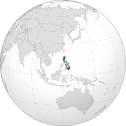 The position of the Philippines on the earth globe