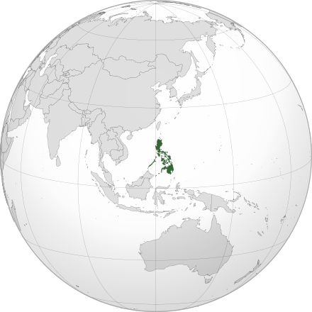 Philippines on globe
