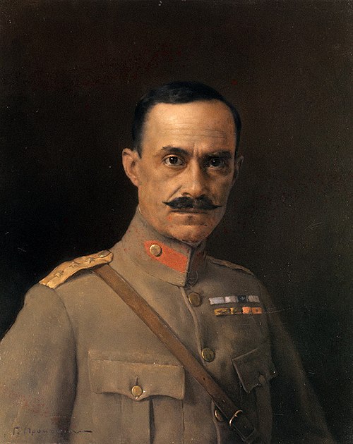 Nikolaos Plastiras as colonel, painting by Georgios Prokopiou (1921).