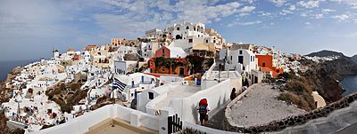 Pemandangan Oia, Pulau Santorini, Yunani.