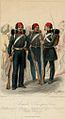 Paris- Ernest Bourdin, 1854 Raffet, Auguste (artist) image 4th in collection of 4 col. lith. pl. by Riffault after Raffet; three uniform figures of Turkish infantrymen, standing, with more in background..jpg