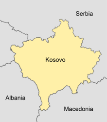 Hypothetical partition, with North Kosovo ceded to Serbia. Partial Kosovo.png