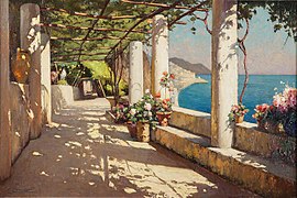 Pergola à Amalfi, circa 1927, huile sur panneau