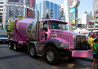 Pink Cement mixer truck in Canada.jpg