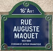 Plaque Rue Auguste Maquet - Paris XVI (FR75) - 2021-08-11 - 1.jpg