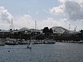 Vue sur Océanopolis depuis le port de plaisance de Brest