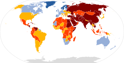2024 World Press Freedom Index
.mw-parser-output .legend{page-break-inside:avoid;break-inside:avoid-column}.mw-parser-output .legend-color{display:inline-block;min-width:1.25em;height:1.25em;line-height:1.25;margin:1px 0;text-align:center;border:1px solid black;background-color:transparent;color:black}.mw-parser-output .legend-text{}
Good: 85-100 points
Satisfactory: 70-85 points
Problematic: 55-70 points
Difficult: 40-55 points
Very serious <40 points
Not classified Press freedom 2024.svg