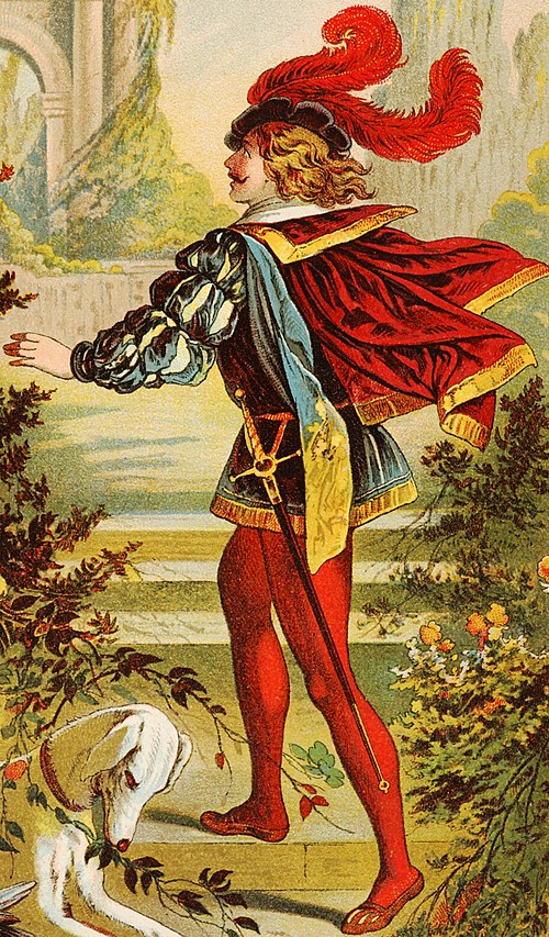 Prince Charming of Sleeping Beauty, a print drawing from the late-19th-century book Mein erstes Märchenbuch, published in Stuttgart, Germany