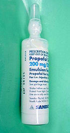 An ampoule of propofol