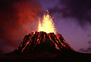 Pu'u O'o is a active cinder cone in Hawaii and it is also part of Kilauea.