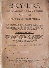 Quadragesimo Anno encycliek, geschreven door paus Pius XI