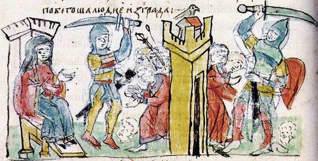 St. Olga of Kyiv attacking a would-be kidnapper's stronghold