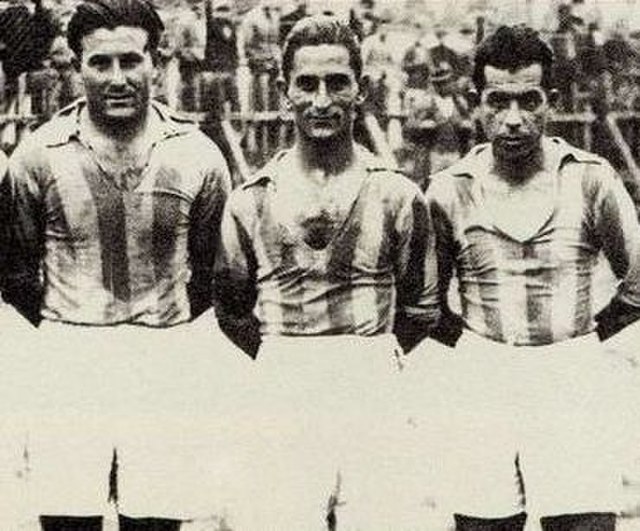 Olympiacos fearsome trio of attackers during the 1930s (from left): Christoforos Raggos, Giannis Vazos, Theologos Symeonidis