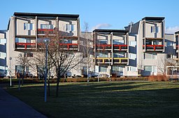 Bostadsområdet Brittgården, ritat av Ralph Erskine och uppfört 1959-69.