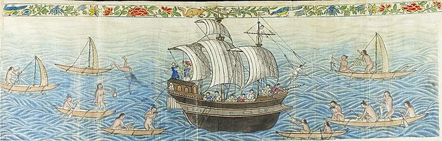 Reception of the Manila Galleon by the Chamorro in the Ladrones Islands, ca. 1590 Boxer Codex