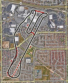 Former location of Riverside International Raceway placed over modern day map.