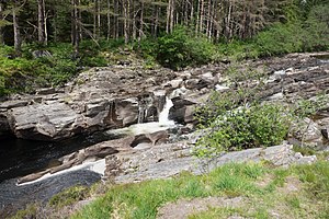 River Orchy, Scotland, showing erosion potholes in bedrock River Orchy erosion potholes.jpg