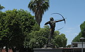 Statue of Apollo The Archer on the Compton College campus. Roman god Apollo.JPG