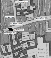 Apollo Court, Fleet Street, as shown on John Rocque's Map of London, 1746 Roque 1746 Apollo Court Fleet Street.tif