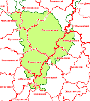 Рославльский уезд в современной сетке районов