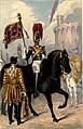 ロイヤル・ホースガーズ(1847)。1842年、アルバートヘルメットが採用された。このヘルメットは現在でも正装用として使用されている。