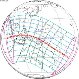 Mapa do eclipse geral.