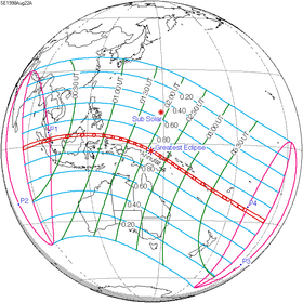 Carte de l'éclipse générale.