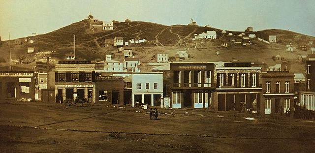 Portsmouth Square, looking north to Telegraph Hill, 1851