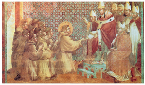 San Frantziskoren erregelaren sendotza. XIII. mendearen amaierako pintura.