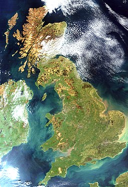Satellite image of Great Britain and Northern Ireland in April 2002