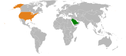 Kaart met locaties van Saoedi-Arabië en de VS