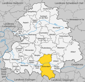 Poziția localității Schorndorf