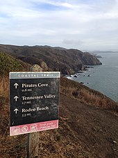 Sign on the California Coastal Trail South of Muir Beach Sign on the California Coastal Trail South of Muir Beach.jpg