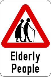 Singapore road sign - Warning - Elderly people.svg