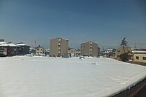 長野県松本市の住宅地における積雪（2014年2月25日撮影）
