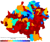 Crese de popla par munisipa (1998-2008)