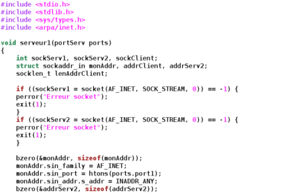 Source code written in the C programming language.
