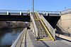 Stadium bridge, stairs on the left bank, 2nd district