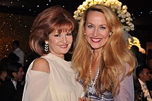 Hall with Stephanie Beacham, June 2009 Stephanie Beacham and Jerry Hall.jpg