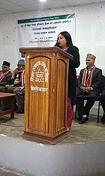 Sukomal Bhattarai at the Nirmala event in Nepal Sukomal Bhattarai at the Nirmala case.jpg