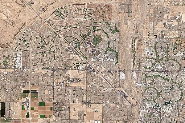 Sun City and Sun City West from Landsat 8, 2016