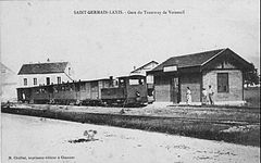 Gare de Saint-Germain-Laxis pour le Tramway de Melun à Verneuil (Seine et Marne, région Île-de-France).