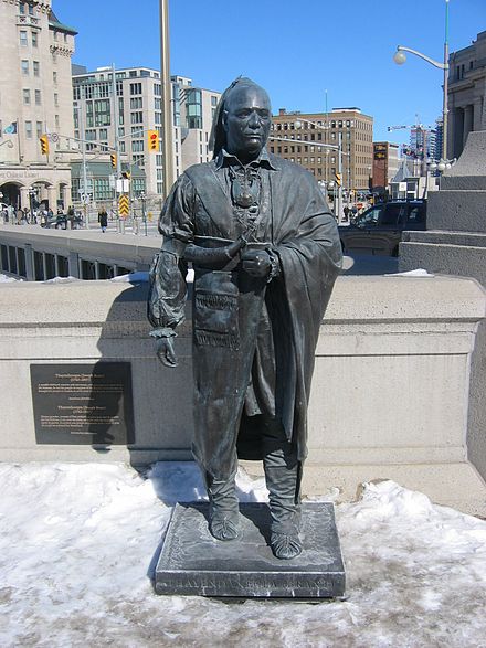Statue of Joseph Brant at the Valiants Memorial in Ottawa