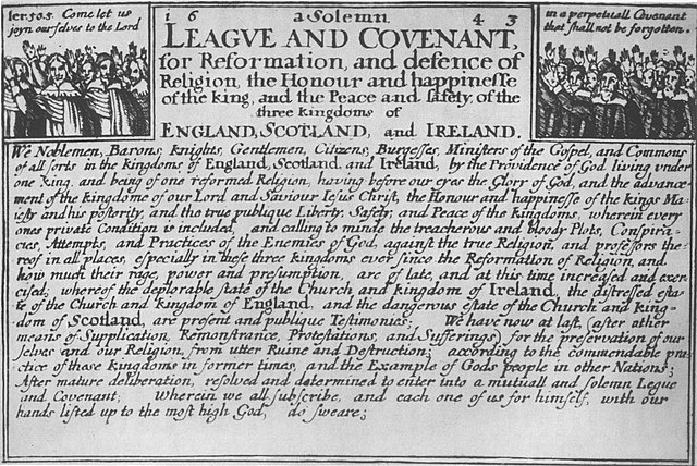 The 1643 Solemn League and Covenant between England and Scotland