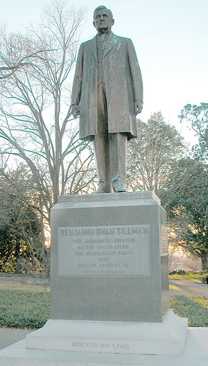 Statue of Ben Tillman, one of the most outspoken advocates of racism to serve in U.S. Congress.