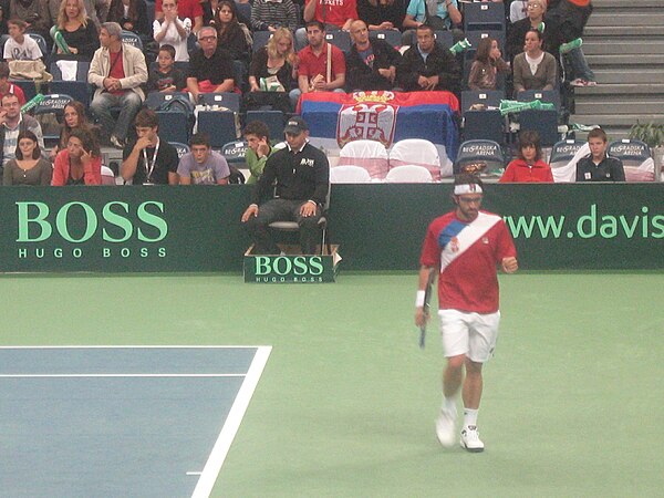 2010 Davis Cup: Tipsarević during his match against the Czech Republic