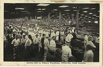 Tobacco warehouse. Whiteville, North Carolina Tobacco warehouse, Whiteville (14547500657).jpg