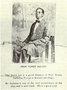 Advertising flyer for the jazz pianist Toney Jackson, c. 1910 TonyJacksonGoodCard.jpg