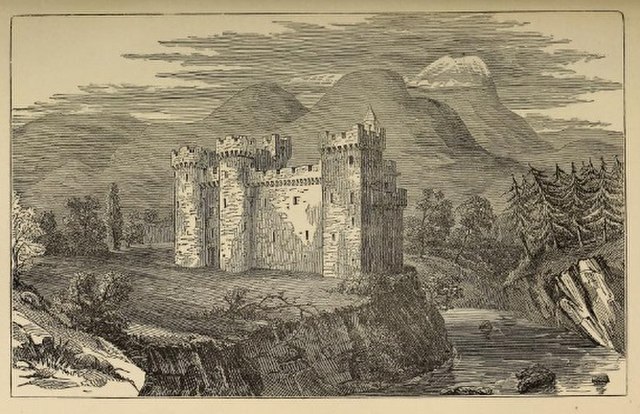 Engraving of Tor Castle, as found in Invernessiana: Contributions toward A History of the Town and Parish of Inverness, from 1160 to 1599 by Charles F