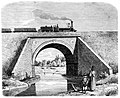 Most kolejowy na rycinie Juliana Ceglińskiego z 1863 roku
